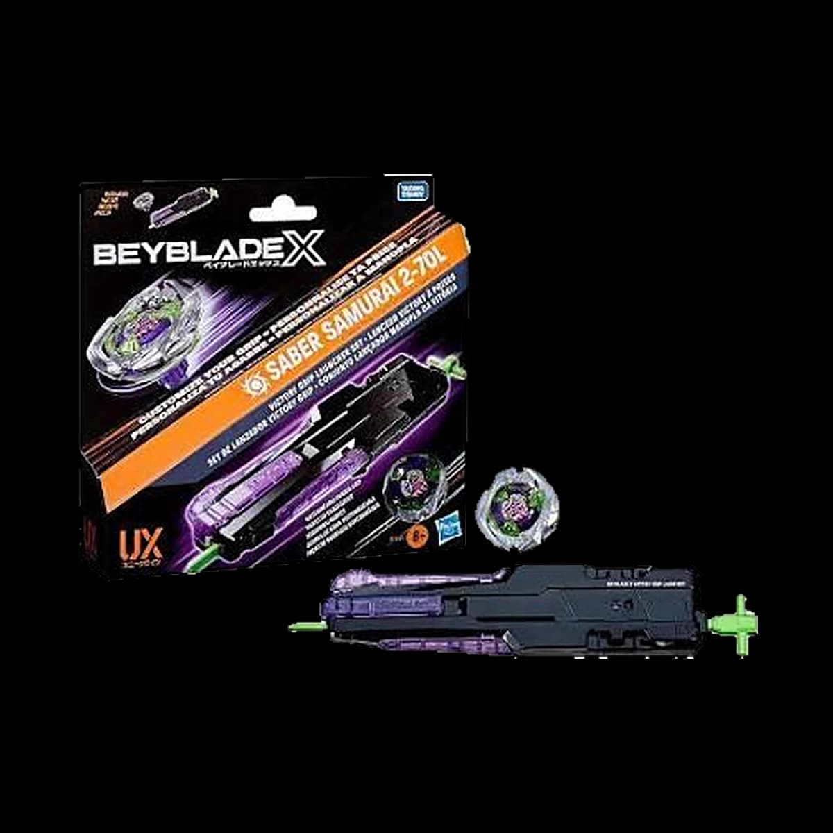 Confezione Beyblade X Saber Samurai 2-70L viola con lanciatore a impugnatura e trottola