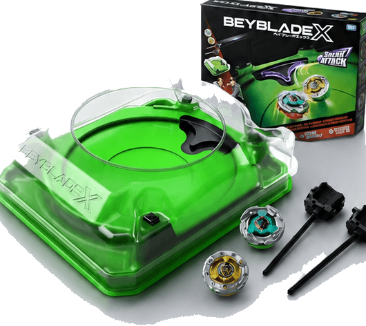 Stadio Beystadium X Attack Set con arena verde, due trottole e due lanciatori